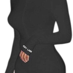 Women Embroidery Zipper High Neck Bodycon Jumpsuit Size: Medium